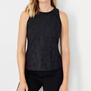 Ann Taylor Eyelet Peplum Top